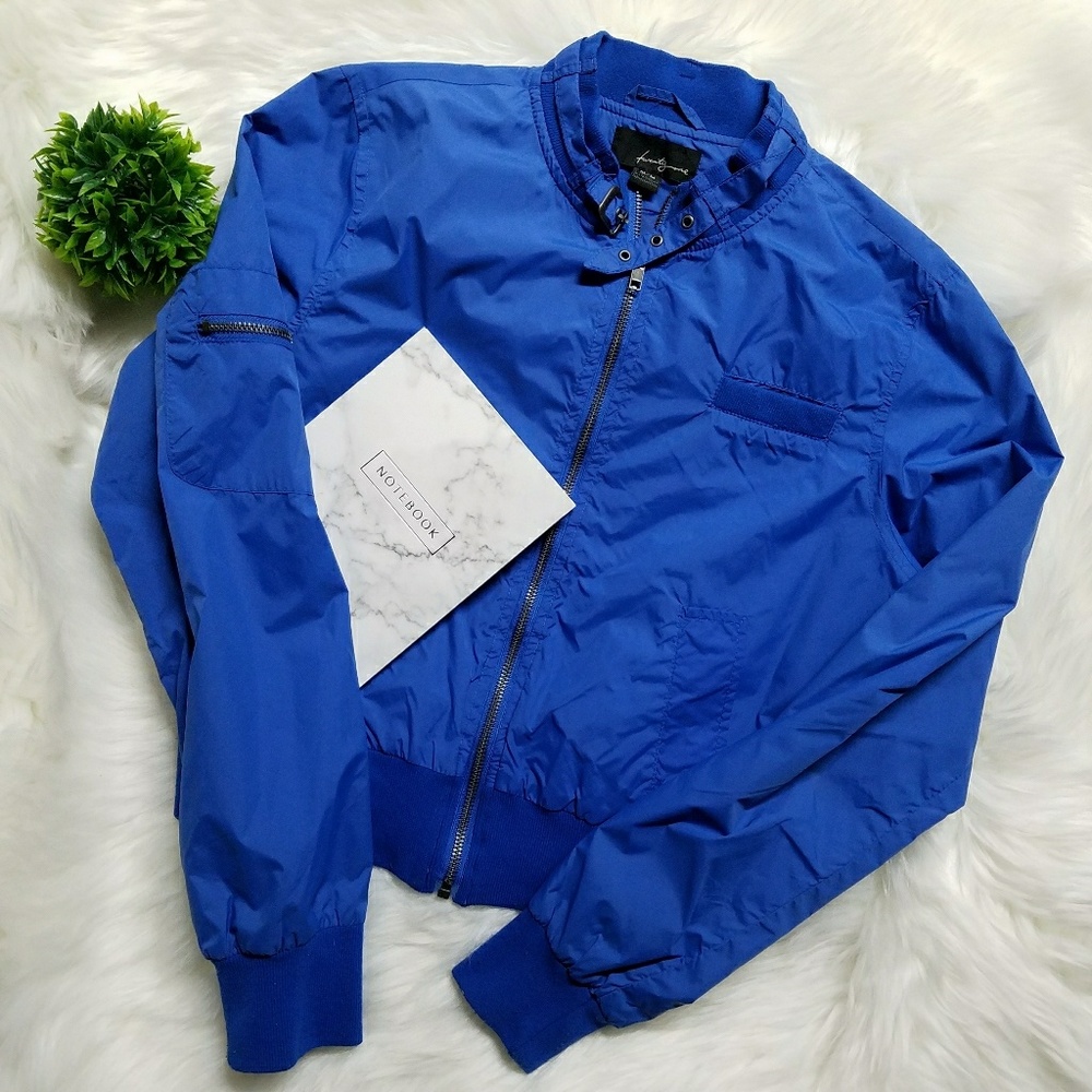 F21 Royal Blue Windbreaker Jacket Medium